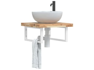 Étagère de vasque | étagère murale acier et bois massif d'acacia shl6577