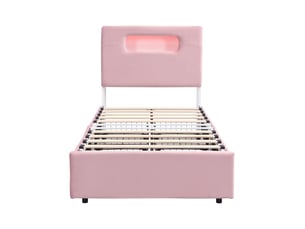 Lit avec rangement 90x200 cm coloris rose