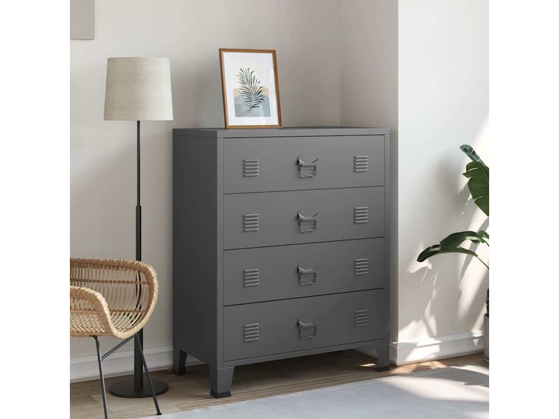  Armoire à tiroirs, commode industrielle anthracite 78x40x93 cm métal  - Conforama B