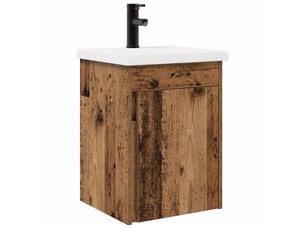 Meuble de rangement salle de bain avec robinet bois ancien shl7980