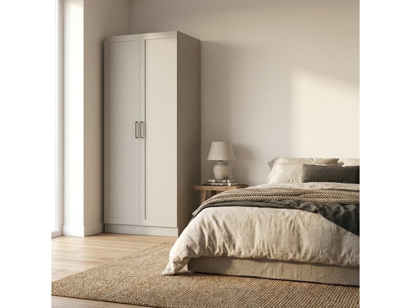  Armoire penderie 2 portes avec étagères et barre de penderie horizon  - Conforama B
