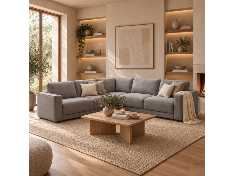 Canapé d'angle réversible en tissu gris - Conforama B