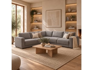 Canapé d'angle réversible en tissu gris