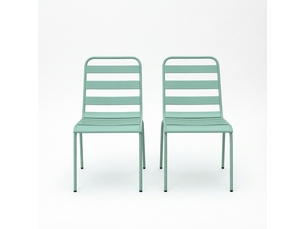 Chaise de jardin empilable lot de 2 avec patins réglables - lpospi - structure stable, acier pour extérieur - vert