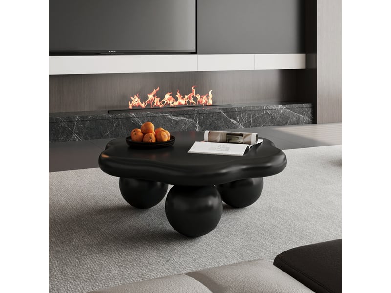  Table basse en forme de nuage à pieds sphériques noir 79 × 79 × 31 cm IKSETERA TRADING LTD - Conforama D