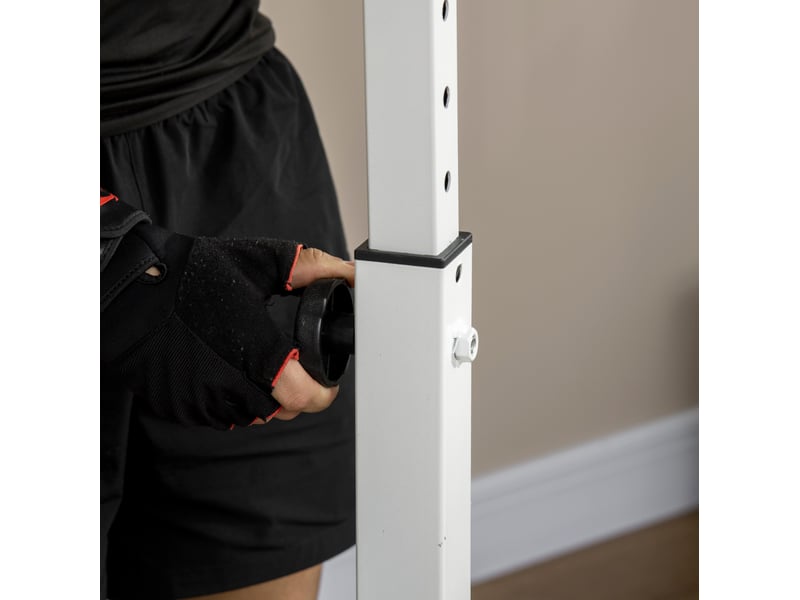 Banc de musculation multifonction 180x134x113-136 cm noir et blanc, acier, presses jambes et poitrine - Conforama E