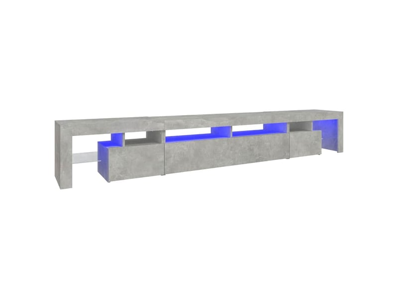  Meuble tv - banc tv - meuble de rangement avec lumières led gris béton 260x36,5x40 cm  - Conforama A