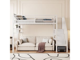 Lit mezzanine 90x200 cm <strong>REDOM</strong> <strong></strong> coloris blanc