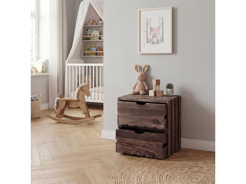  Commode hwc-c62, 2 tiroirs, 36x32x26cm - brun shabby  - Conforama B
