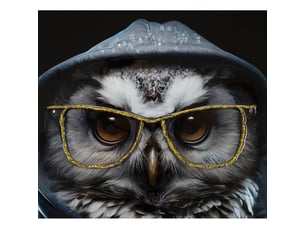 Tableau sur toile edvy hibou hipster avec cadre, 53x73 cm