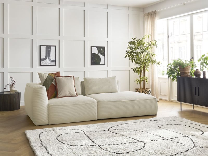  Bobochic canapé droit fixe 3 places leopold velours côtelé beige  accoudoir gauche LEOPOLD - Conforama B
