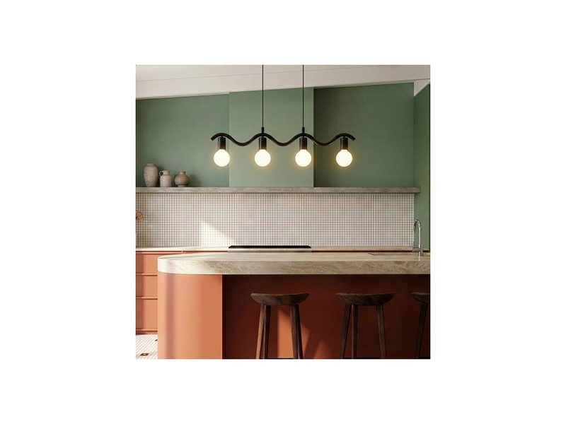 Suspension wama 4 lampes en métal noir  - Conforama B