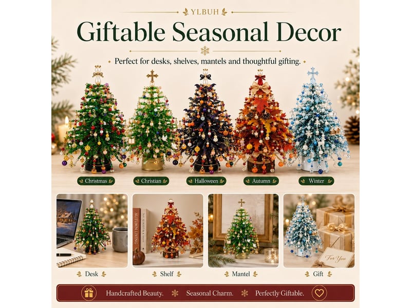  Kit diy sapin de noël en perles avec cadre métallique, décoration de table 3d avec perles cristal, loisirs créatifs, magie de l'hiver  - Conforama D
