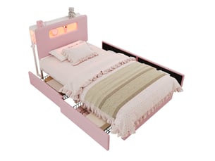 Lit avec rangement 90x200 cm VIVRYN coloris rose