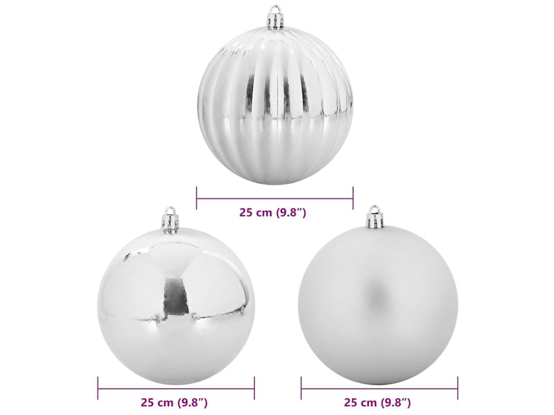 Ensemble de boules de noël xxl 3 pc argenté ø 25 cm plastique cf61864 - Conforama E