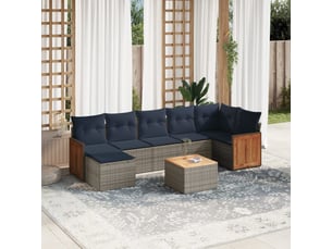 Vidaxl ensemble de canapé de jardin 8 pcs avec coussins gris résine tressée