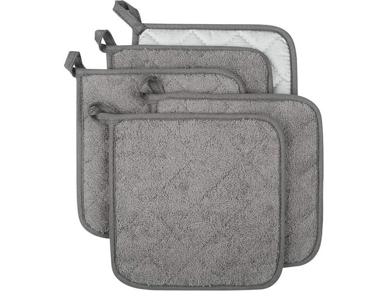 Lot de 5 maniques de cuisine résistantes à la chaleur - dessous de plat pour four - maniques en tissu éponge - pour la cuisson et la pâtisserie(gris) - Conforama A