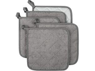 Lot de 5 maniques de cuisine résistantes à la chaleur - dessous de plat pour four - maniques en tissu éponge - pour la cuisson et la pâtisserie(gris)