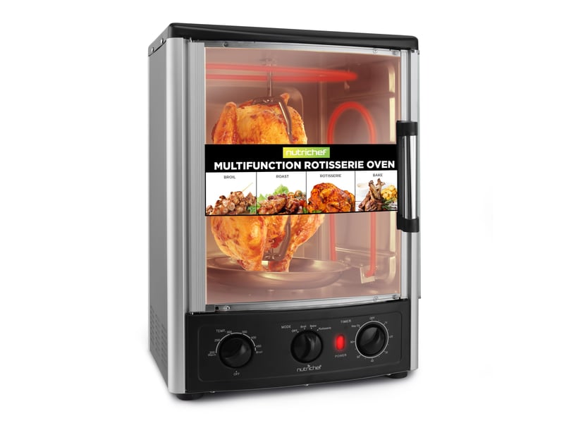  Four rotissoire 24qt, 22l – mini four de comptoir à convection avec grill, minuteur, thermostat réglable, porte vitrée, cuisson uniforme, rôtissoire verticale incluse  - Conforama A