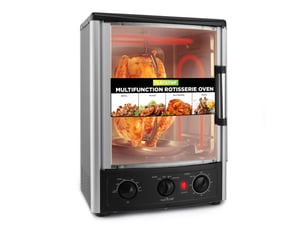 Four rotissoire 24qt, 22l – mini four de comptoir à convection avec grill, minuteur, thermostat réglable, porte vitrée, cuisson uniforme, rôtissoire verticale incluse