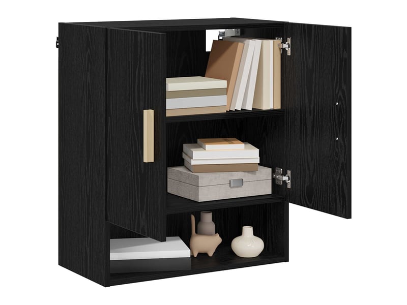  Meuble mural, rangement salon 60 x 31 x 70 cm bois d'ingénierie chêne noir shl9573  - Conforama C
