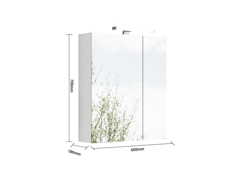  Armoire de toilette miroir murale blanche 60 x 16 x 70 cm avec éclairage led et prise française  - Conforama E