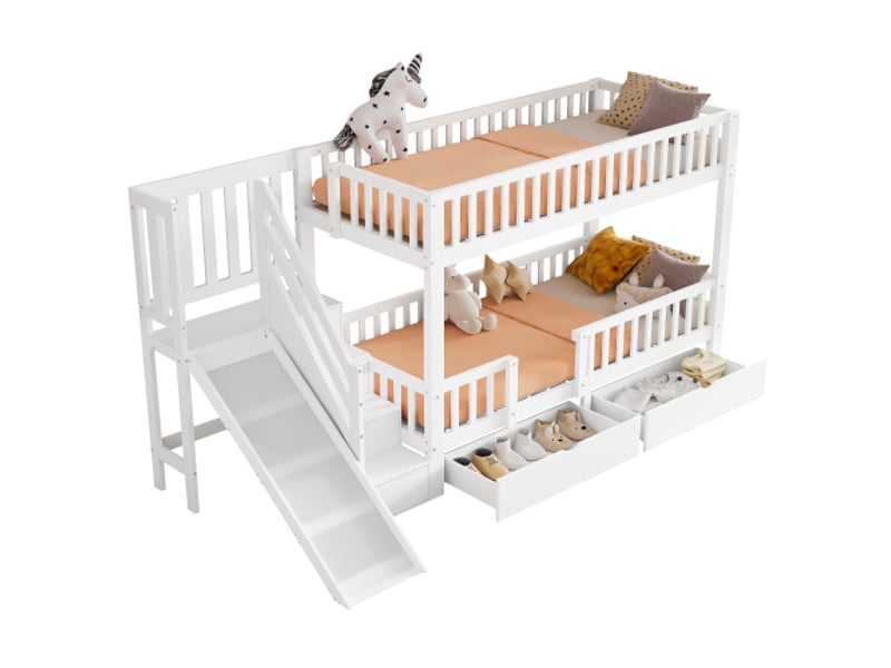  Lit superposé 90x200 cm coloris blanc bois massif lit enfant blanc - Conforama A