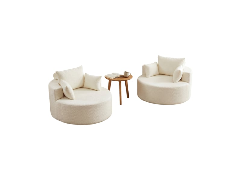 Fauteuil sans montage en chenille modulaire - coussin de dossier, lounge pour salon et chambre, beige - Conforama A