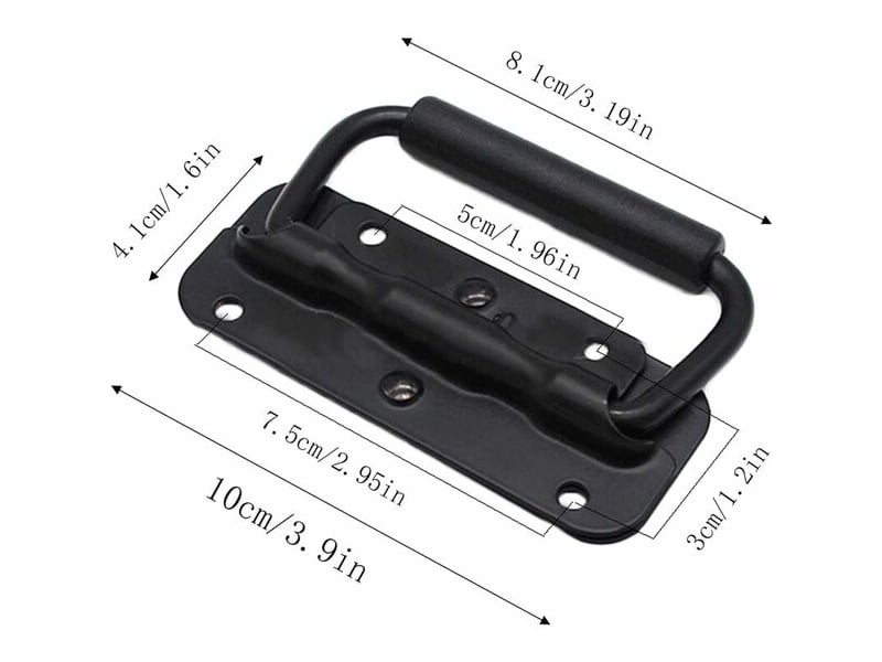  Pack de 4 poignées métalliques pliables noires, poignées pour boîtes à outils et stockage  - Conforama D
