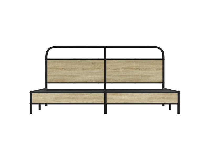  Lit double- lit adulte -  cadre de lit en métal sans matelas chêne sonoma 180x200 cm  - Conforama D