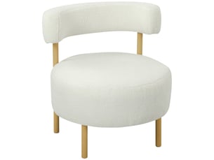 Chaise 67 x 67 x 71 cm revêtement en sherpa piètement métal aspect bois coloris crème blanc