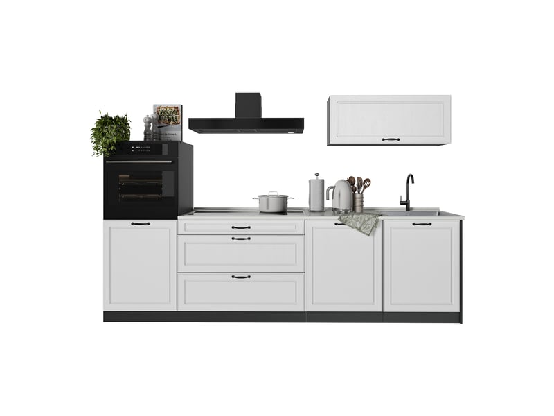  Vicco cuisine, blanc campagneanthracite, 280cm plan de travail marbre  - Conforama E