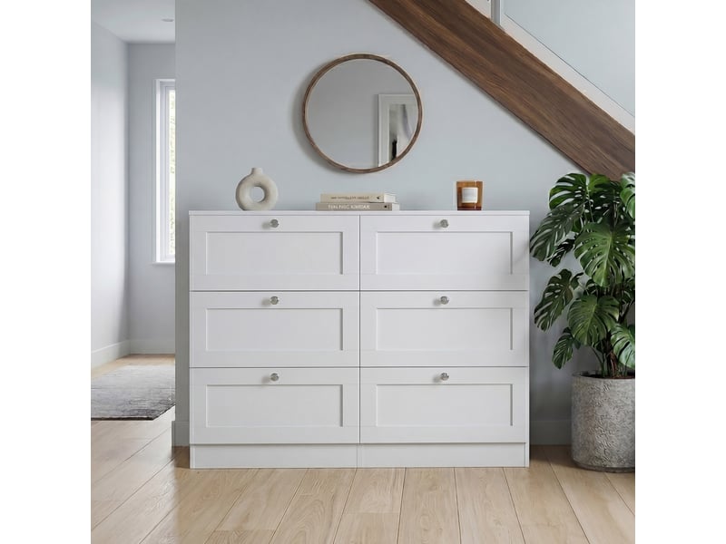  Commode altino 6 tiroirs, chambre, rangement vêtements, meuble, 76,5x100x36cm, blanc 3332187 - Conforama C
