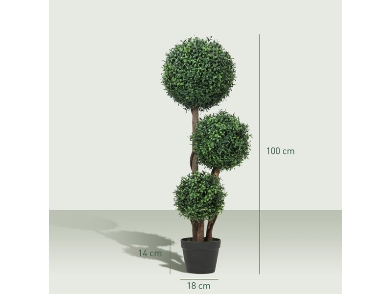 Plante artificielle buis 3 boules 30x30x100 cm – vert – feuillage anti-uv, sans entretien, avec pot - Conforama C