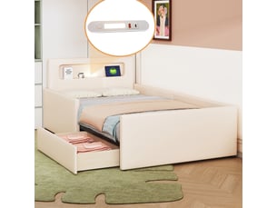 Lit simple 90x200 cm <strong>HAUSS SPOLE</strong>  <strong></strong> coloris beige