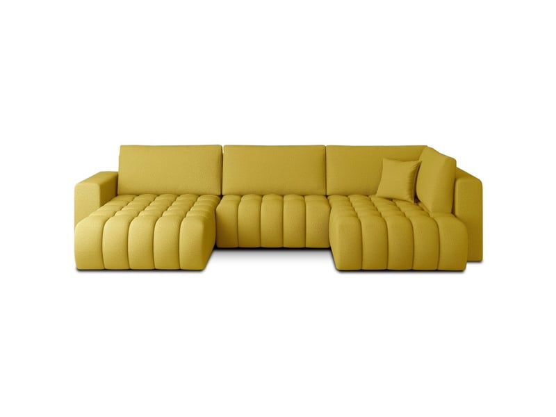 Canapé d'angle bonita convertible 6 places jaune tissu – gauche – 350x175cm - Conforama A