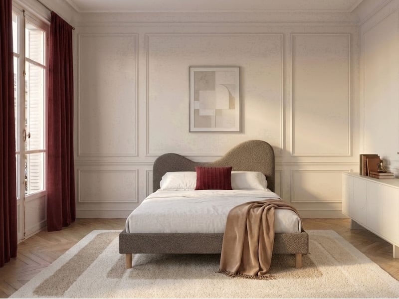  Bobochic lit celina tissu bouclette avec lattes massives marron 140x190 CELINA - Conforama B