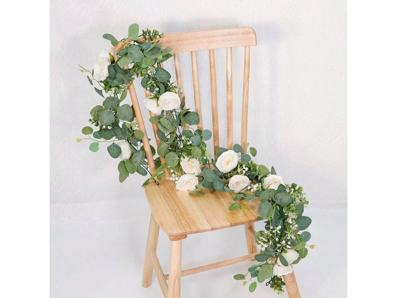 Lot de 4 guirlandes de fleurs artificielles, guirlandes de vigne de roses de mariage, guirlande d'eucalyptus, suspendue décoration de fête, champagne - Conforama E