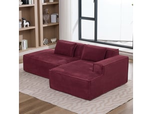 Canapé 2 places compact tissu rouge 235 cm - assise ressorts et éponge haute densité
