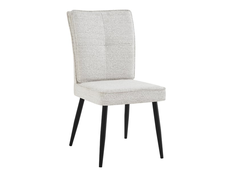  Lot de 2 chaises de salle à manger en chenille blanc crème, pieds en métal W5093P434243 - Conforama B