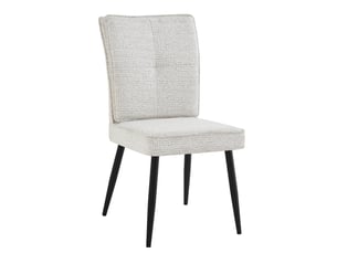 Lot de 2 chaises de salle à manger en chenille blanc crème, pieds en métal