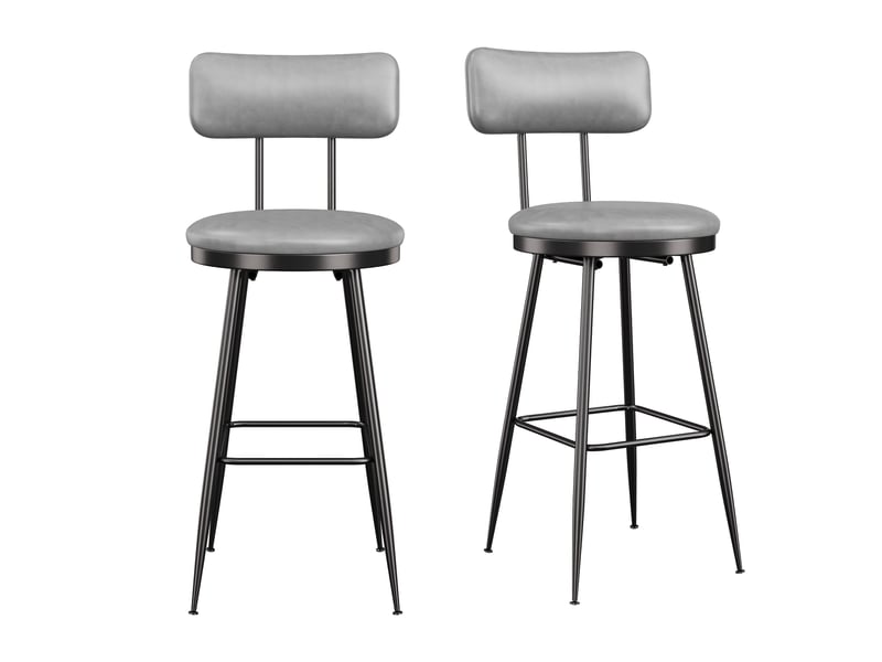  Lot de 4 tabourets de bar - 38x39.7x85.5cm - chaises de bar industrielles vintage en cuir pu - gris foncé  - Conforama A