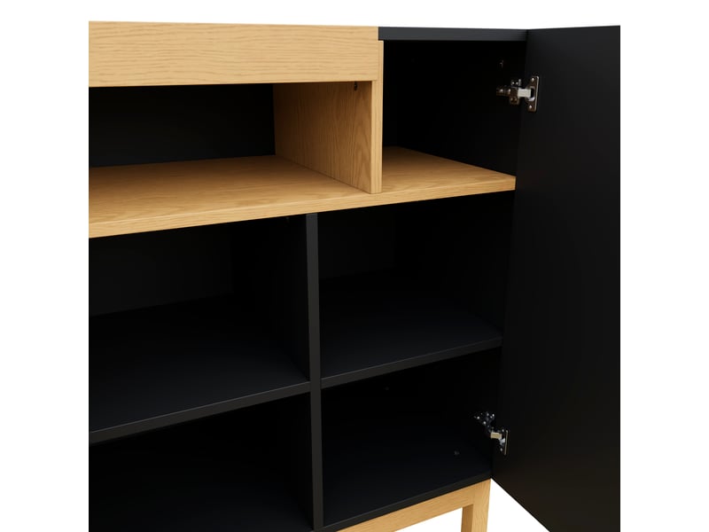 Buffet 3 portes avec niche ouverte pour salon en panneaux de particules 120,5×42×96 cm noir - Conforama D