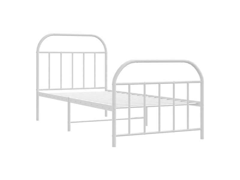 Lit simple- lit adulte - cadre de lit métal sans matelas avec pied de lit blanc 90x190cm - Conforama B