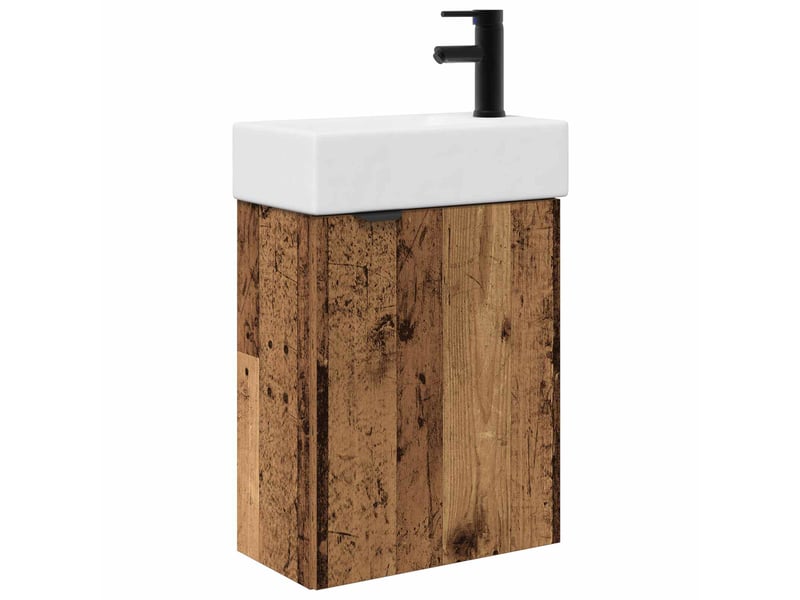  Meuble de rangement salle de bain avec robinet bois ancien shl4073  - Conforama A