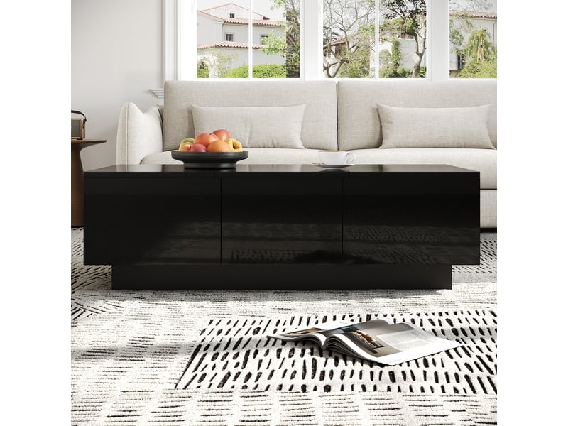  Table basse 100 x 31 cm en panneau de particules noir  - Conforama W