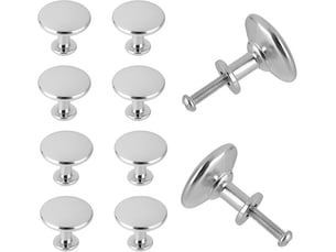 Pack de 10 poignées rondes argentées de 28 mm, poignées pour commodes, cuisine et portes avec vis