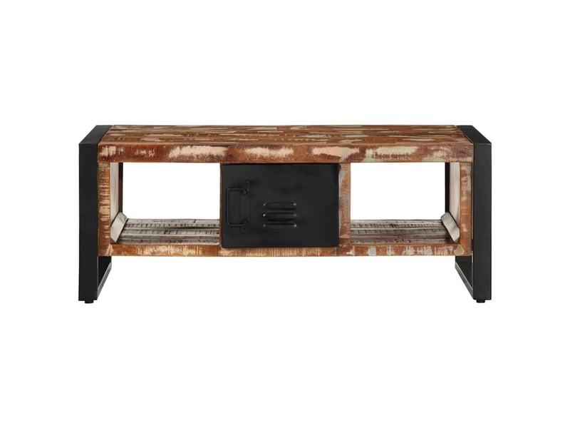  Table basse - table de salon - table à thé multicolore 90x50x36 cm bois de récupération massif  - Conforama C