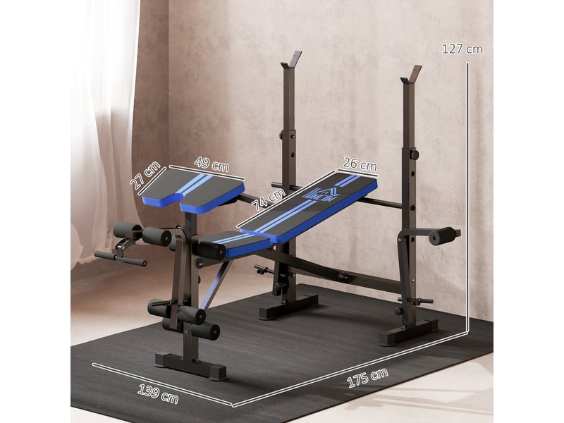Banc de musculation avec dossier et support pour haltères réglables pour entraînement à domicile - noir - Conforama E