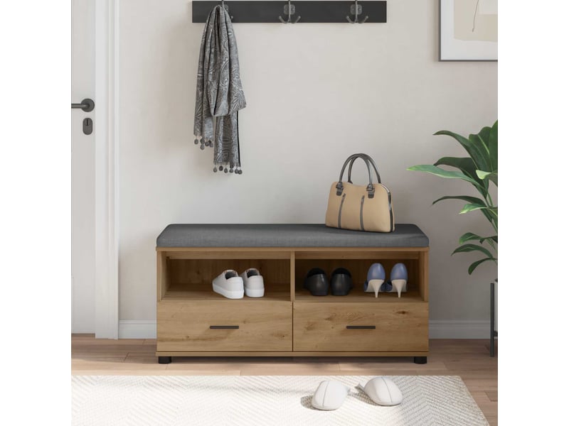 Banc d'entrée, banc interieur chêne artisanal 100x38x46 cm shl66463  - Conforama D
